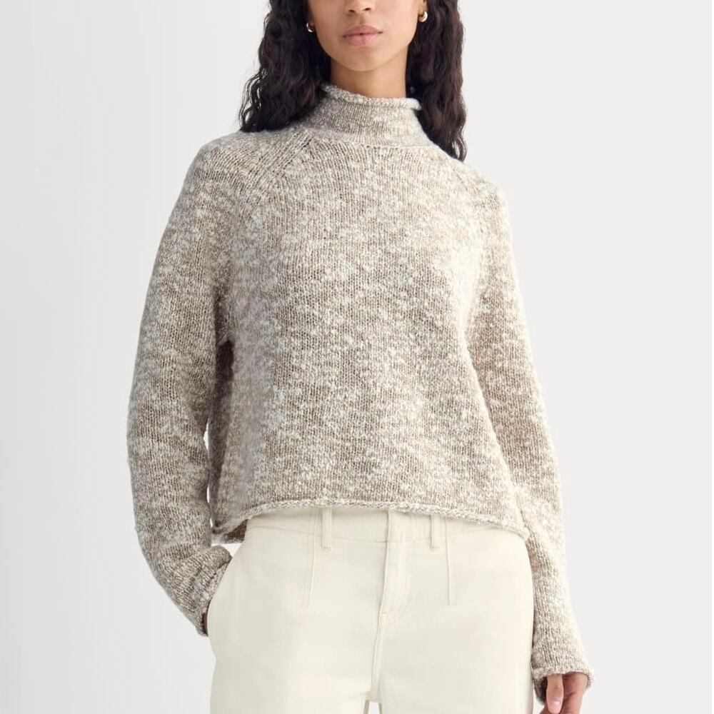 NWOT Everlane Boucle Wool Blend Rollneck Sweater Bone Trench Coat Twist Large